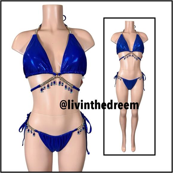 MODA MINX MAGIC IN MAKO WRAP TRIANGLE XL & RUCHED TIE SIDE BIKINI BOTTOMS L $79 - Picture 3 of 14